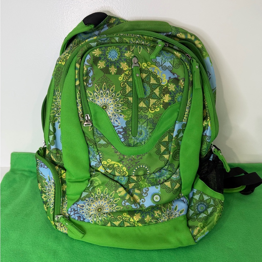 Green Patterned Women's Laptop Backpack - Casual Daypack